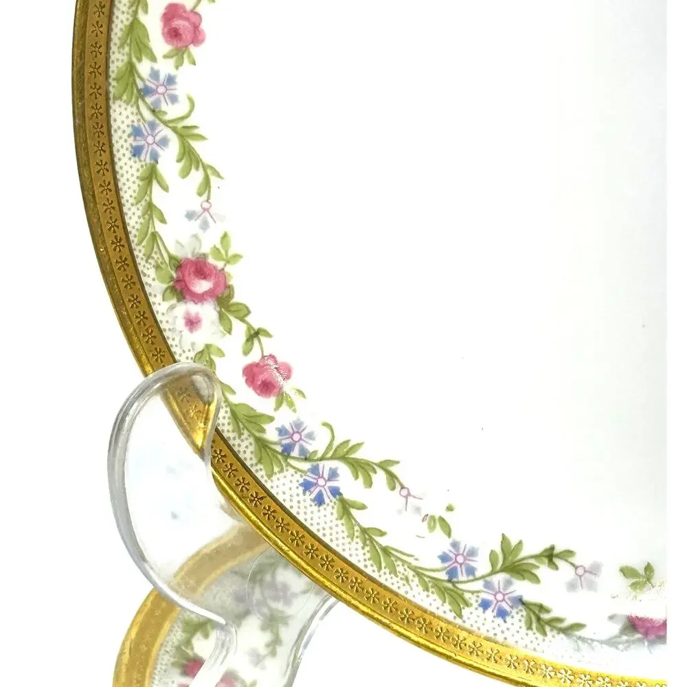 Antique Limoges U.C. (Union Ceramique) France Rose Gold Rim Dessert Plates-Set 4
